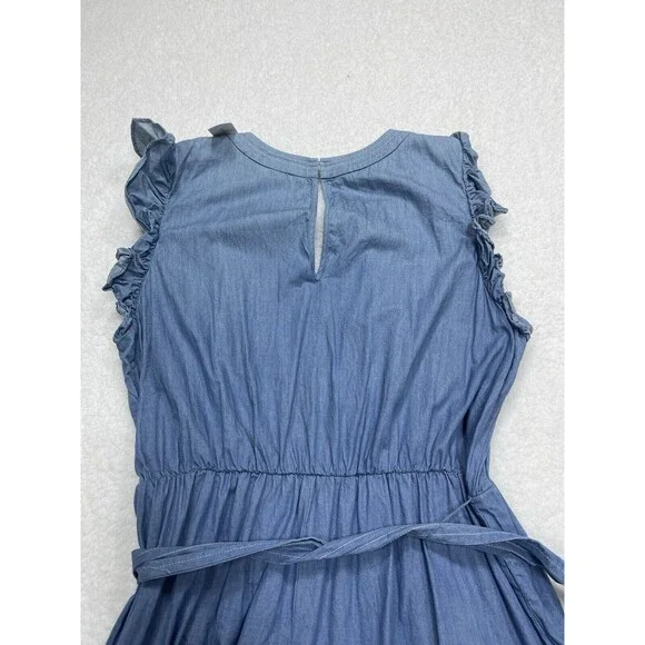 Anthropologie Hutch Jumpsuit Blue Journi Wide Leg Retro Coastal Boho Medium NWT